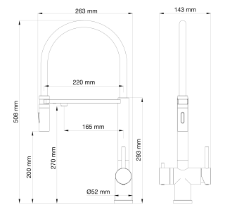 Смеситель для кухни Wonzon & Woghand WW-88458009-MB с гибким изливом и подключением фильтра чёрный матовый